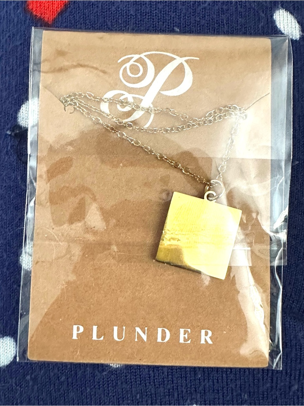(3 for $27) Plunder Gold Square Pendant Necklace